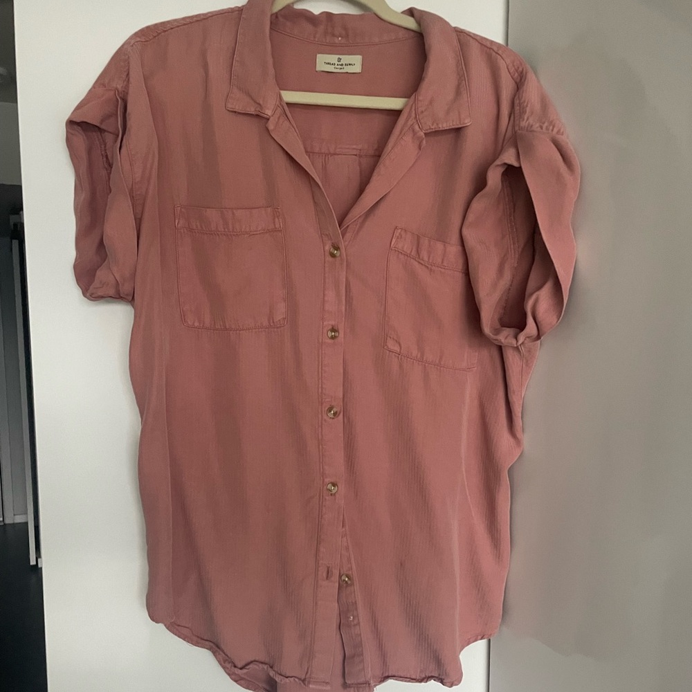 Pink short sleeve button down💘 - Picture 2 of 2